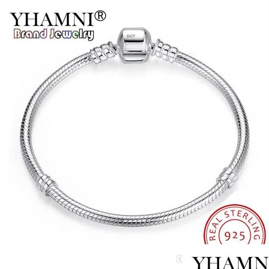 Cuff Yhamni 100％925 Sterling Sier Bracelet Jewelry Diy BraceletsアクセサリーMファッションチェーンギフトSB005219Fドロップ配信DH7st