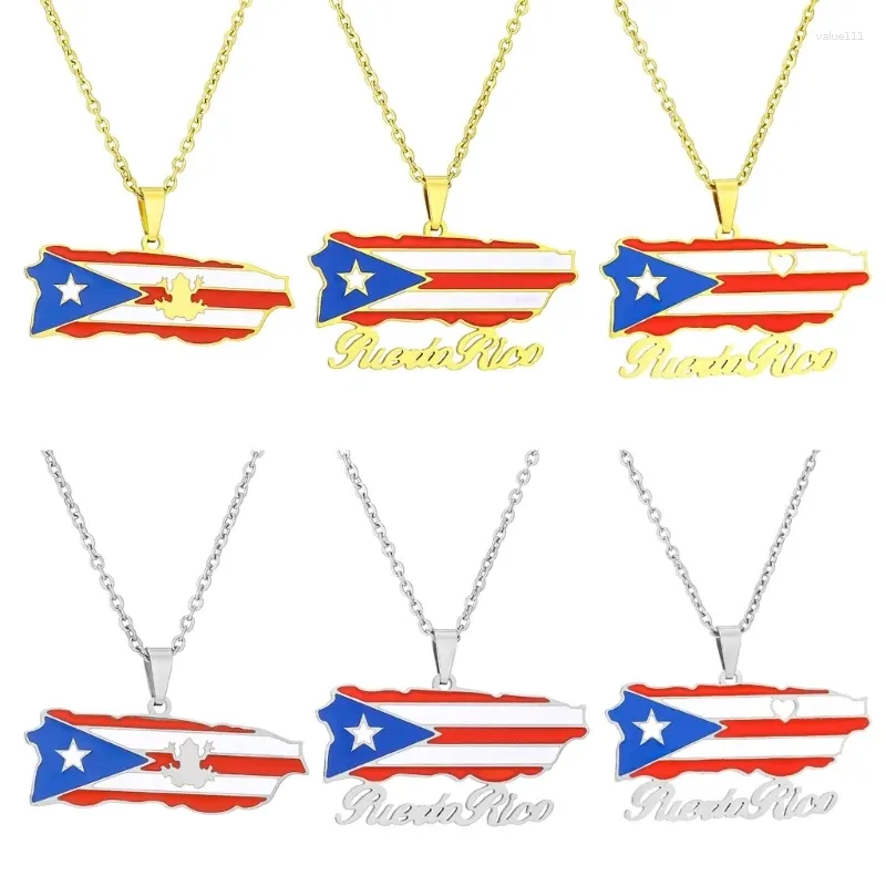 Hänghalsband Puerto Rico Flag Halsband Utsökta karta perfekt gåva för samlare och kulturdroppe