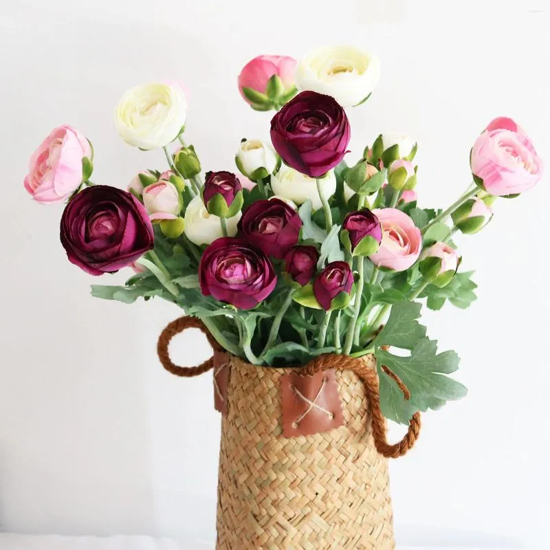 Decorative Flowers Artificial Buttercup Flower Silk Petals Peony Wedding Party Event Home Room Table Decoration