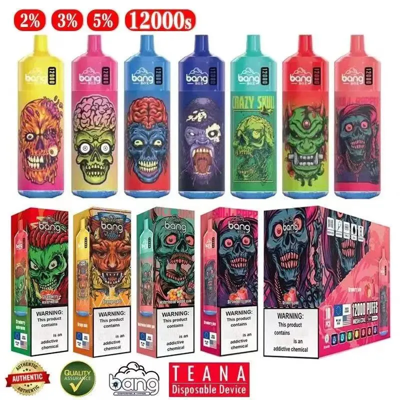 Oryginalny Bang Tornado 12000 Puffs Puff 12k jednorazowe Vape Vape Pen Pen Cewka Cewki Elektroniczne papierosy LED LED 0% 2% 3% 5% 12 Smaki 20 ml 650Mah Unchable vs Randm Tornado 12k 12k