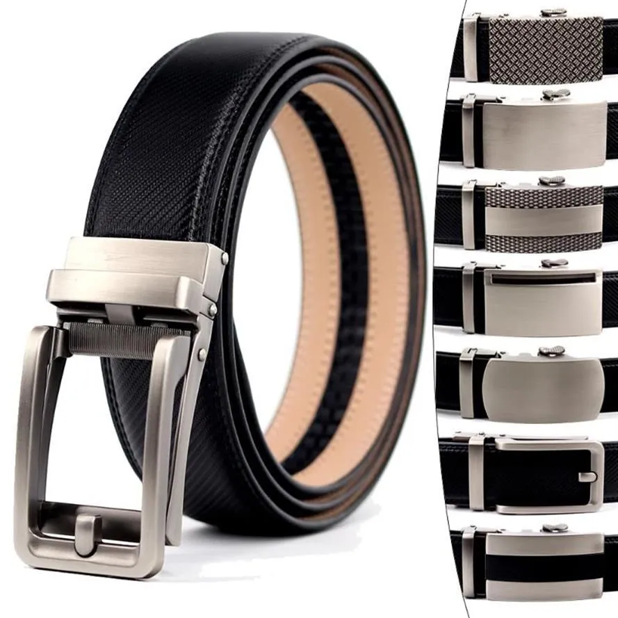 Riemen 2021 Stijl Merk Eenvoudige Casual Mannen Lederen Riem Designer Luxe Koeienhuid Ratel Hoge Kwaliteit Legering Automatische Buckle261v