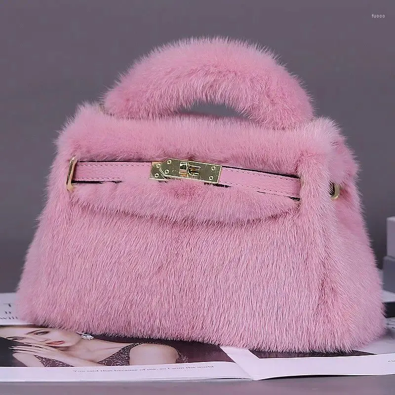 【Anyone more】Kosa square mink fur cross bag Luxury Evening Bags: Plush Fur Handbag With Leather Accents