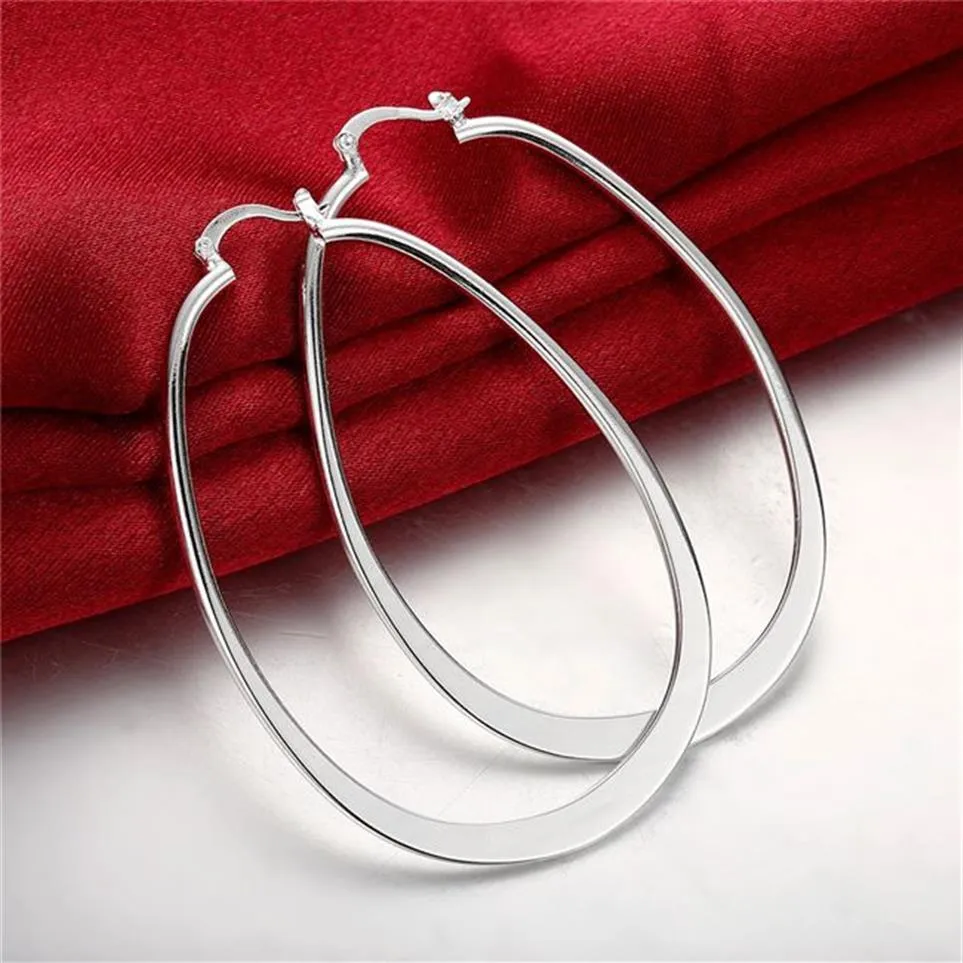orecchini da donna a U piatti placcati in argento sterling Hoop Huggie GSSE001 orecchino piatto in argento 925 moda regalo329P