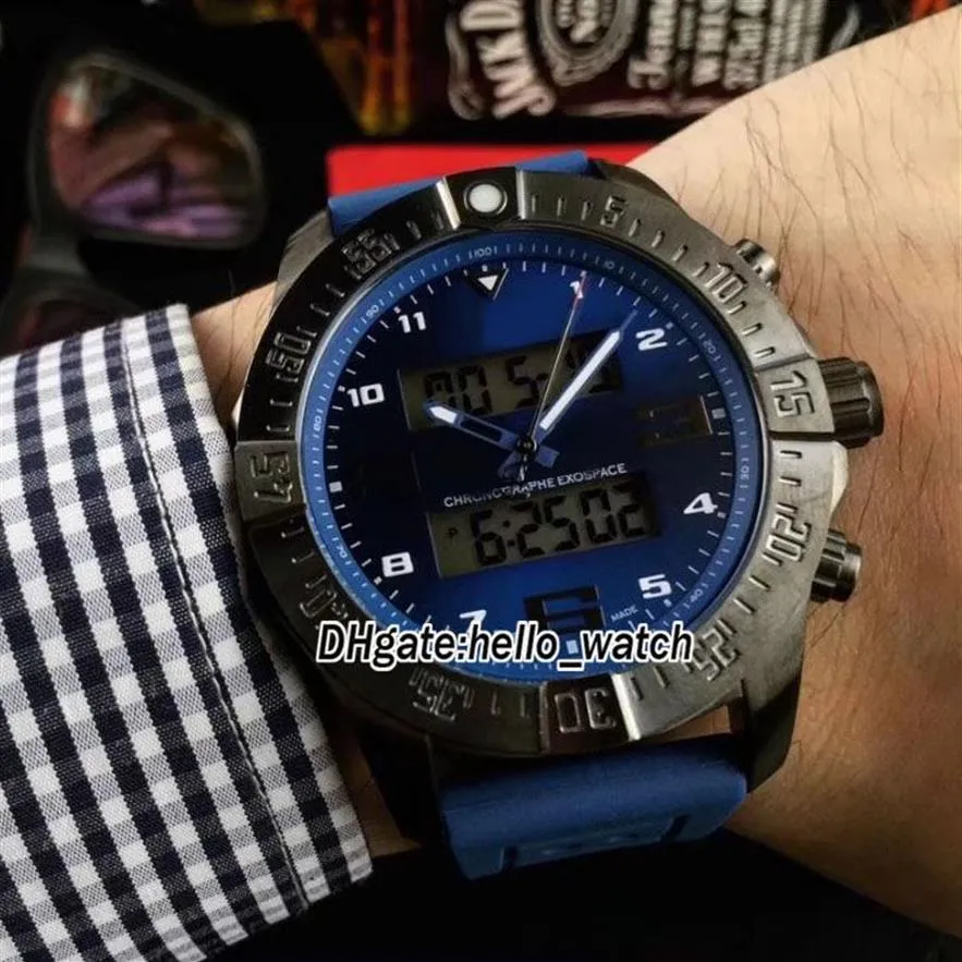 New Blackbird Professional Outer Space Chrono B55 EB5510H2 Blue Dial Double Display Quartz Digital Mens Watch Rubber Strap Gents W259F