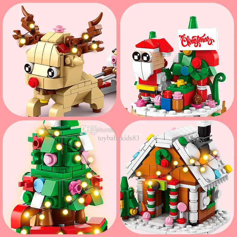 Kerstcadeau Idee Mini Block 116pcs Puzzel Bouwstenen Kerst Train Set Model Build Kit Diy Toy Block Build Kerst Lepin Block Toy For Kid Christmas Gifts