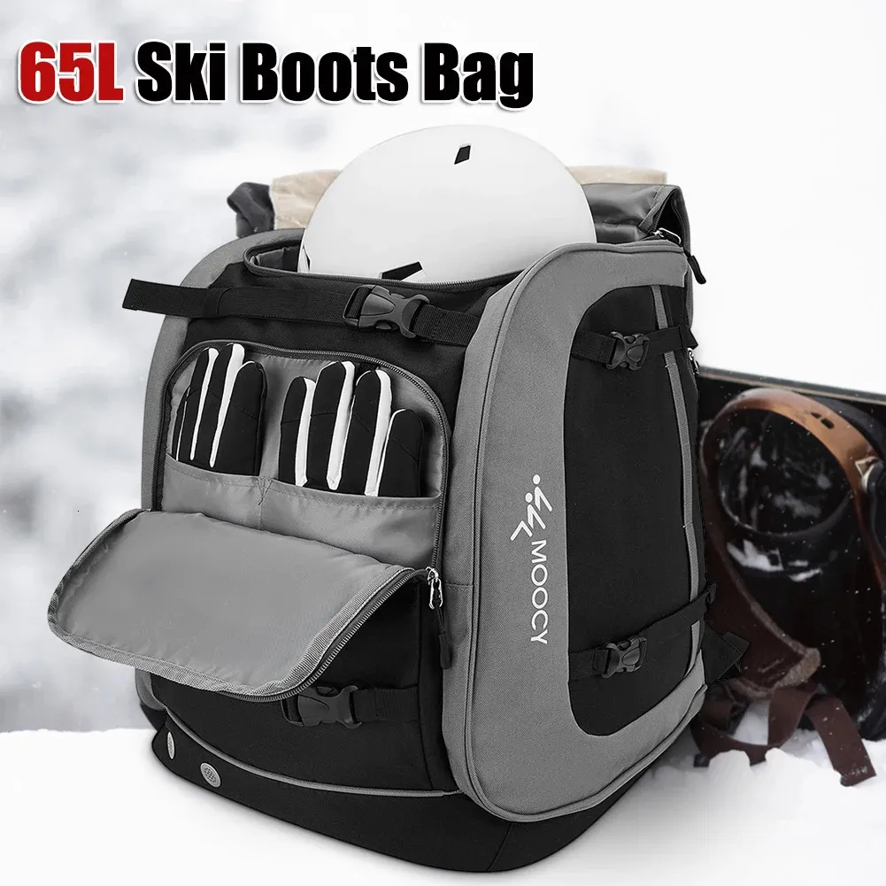 Ski Snowboard Bags 65L Ski Boot Backpack Large Capacity Helmet Clothing Rucksack Men Women Travel Backpack Adjustable Waterproof for Camping Skiing 231218