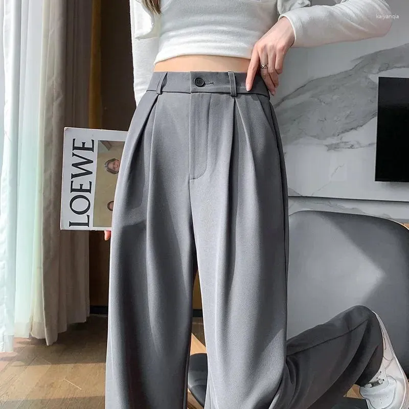 Pantaloni da donna Donna Chic Office Wear Pantaloni dritti da donna alti Baggy coreano 2023 Primavera/Estate/Autunno Gamba larga femminile