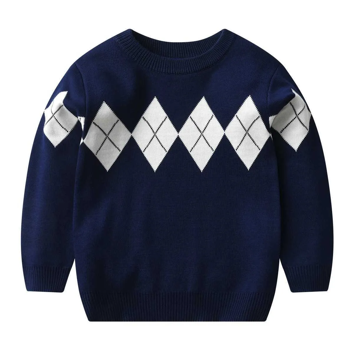 Pullover Autumn and Winter Boys سترة دافئة سترة مزخرفة شعرية طويلة -Sleeved Sweater College College Wind Baby Boy Knit Sweaterl2312155