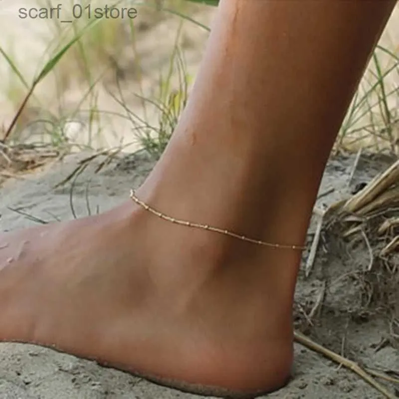 Anklets Fashion summer barefoot beach double bead tassel bracelet anklet foot jewelry anklet toe ankle bracelets anklets femaleL231219