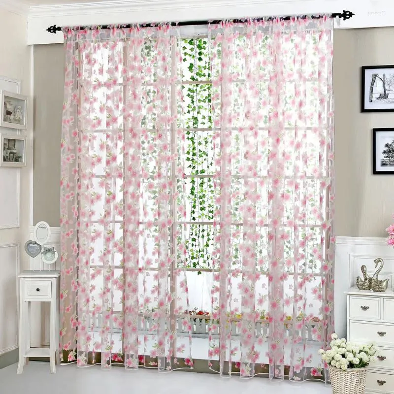 Vorhang, Duschvorhänge für Mädchen, drapiert, 1 Fensterpaneel, Stoff, Tüll, Blumen-Voile, durchsichtig, Heimdekoration, Taupe, 213,4 cm lang