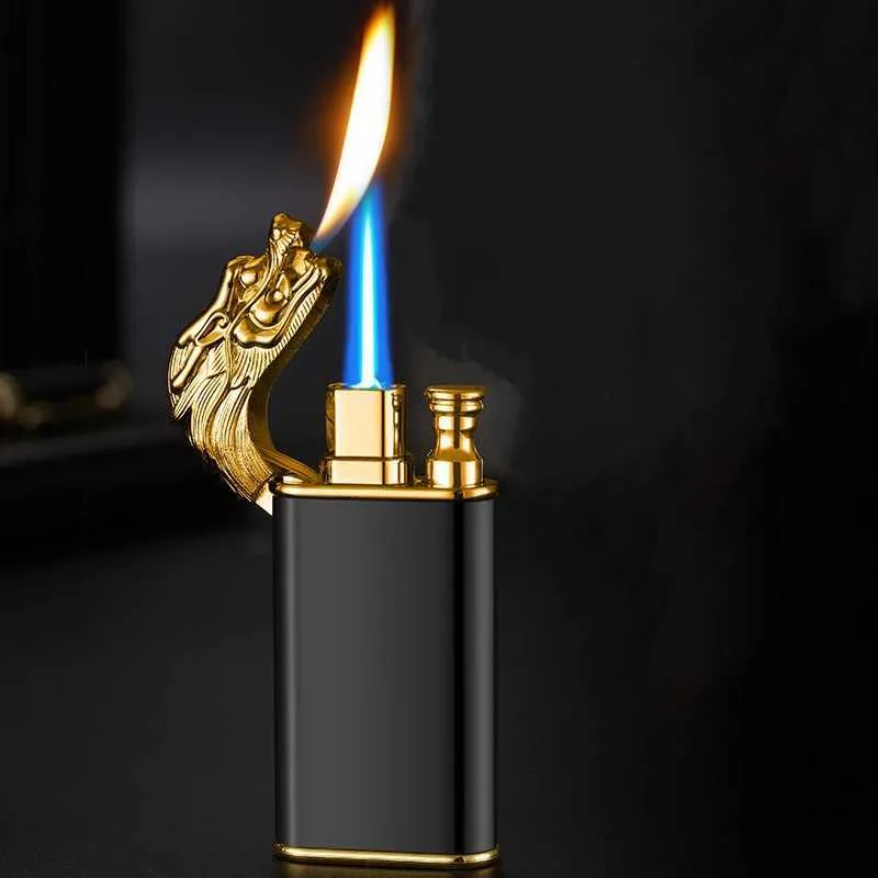 2024 Новая горячая продажа Creative Dragon Double Fire Ligher Great Flame Open Overteversion Wind -Roseable Men's Gift