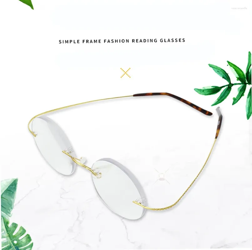 Sunglasses Ultralight Reading Glasses Women Men Round Rimless Retro Titanium Alloy Frame Fashion Anti Blu 1 1.5 2 2.5 3 3.5 4