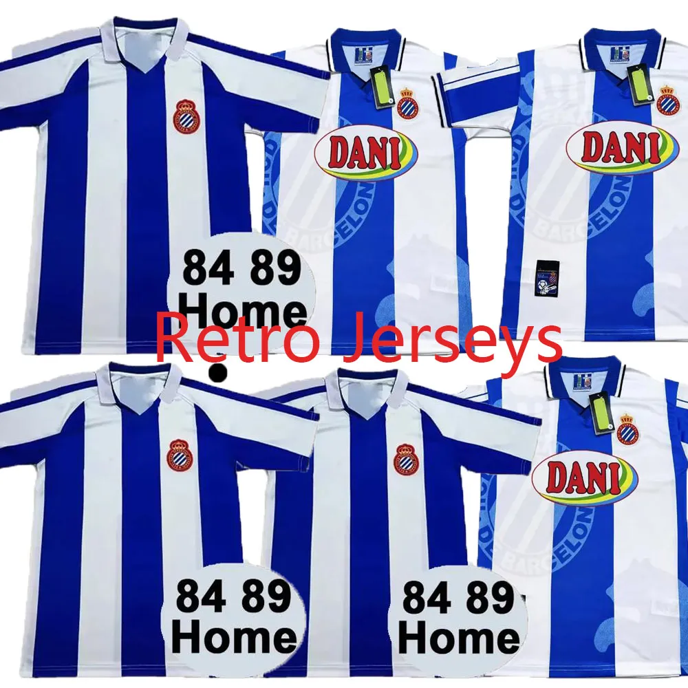 1984 1989 RCD Espanyol Retro Soccer Jerseys Home krótkie rękawowe koszulki piłkarskie mundury mundury