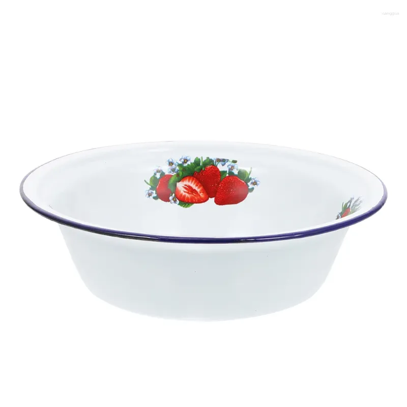 Dinnerware Sets Enamel Basin Soup Serving Deepen Noodle Bowl Round Decorative Tray Candy Plate Pan Chinese Containers