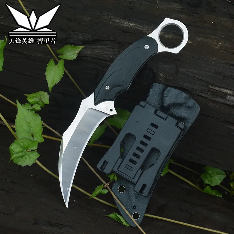 KARAMBIT D2 Klinge G10 Griff Kydex Scheide OUTDOOR Taktisches Messer FESTSTEHENDE KLINGE MESSER CS KLAUE EDC Verteidigung Camping WERKZEUG