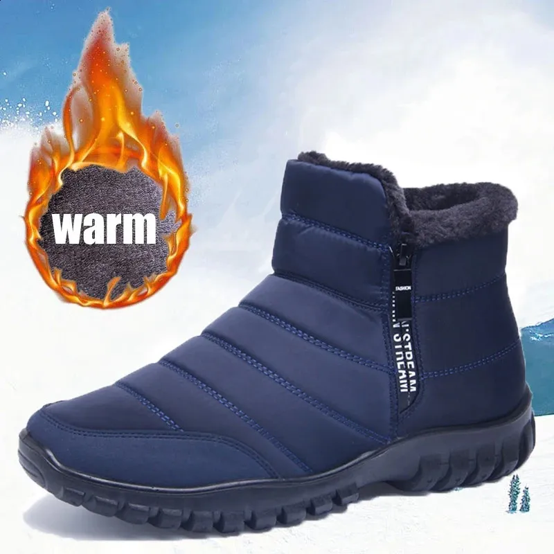 Bottes Bottes de neige imperméables pour hommes avec des chaussons en fourrure épaisse en peluche ZIP bottines antidérapantes en fourrure chaude pour les bottes d'hiver pour hommes 231219