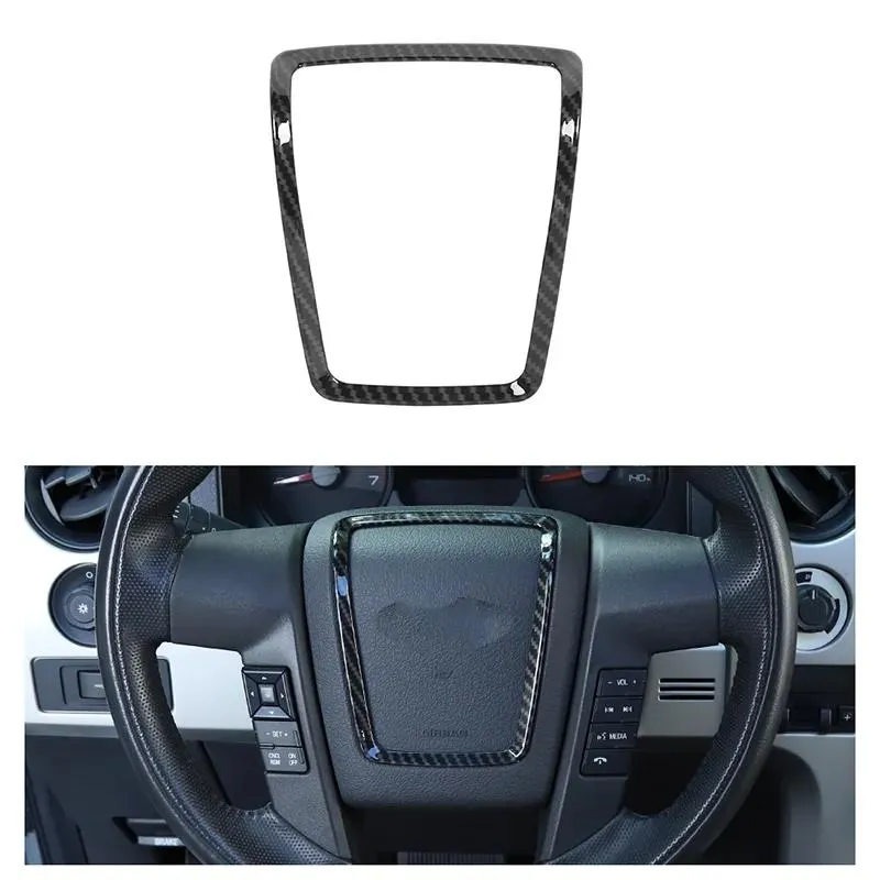 Accessories ABS Car Steering Wheel Center Trim Cover Frame for Ford F150 20092014 Carbon Fiber