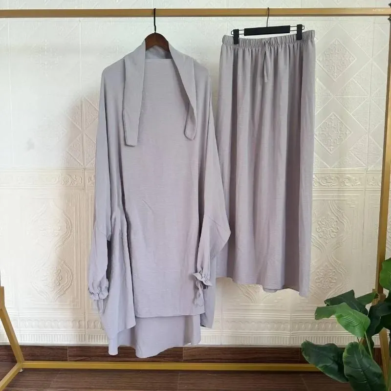 Ubranie etniczne kobiety z kapturem abaya jilbabs 2 -częściowy Ramadan Eid Muzułmańska odzież modlitewna długa khimar i spódnica Ubrania islamu Dubai Niqab