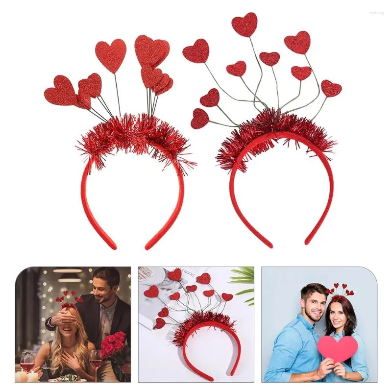 Bandanas 2 pièces accessoires bandeau en forme de coeur filles saint valentin cerceau de cheveux accessoires en pu
