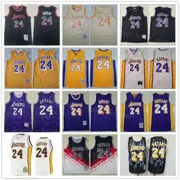 Basketball Retro Mitchell and Ness Jerseys Breathable Sport Fans Team Color Yellow Purple White Black Beige Blue Vintage Stitch High Quality Uniform