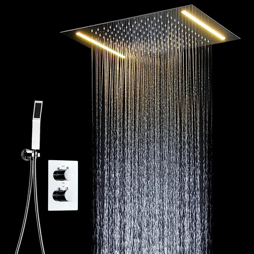 LED Multi-functional Lights Bathroom Shower Set Accessories Faucet Panel Tap and cold water Mixer LED Ceiling Head Rainfall Wa187w