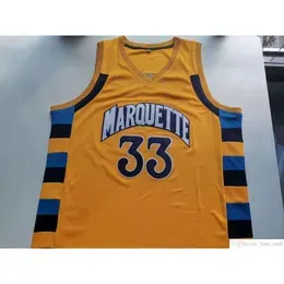 Custom Basketball Jersey Men Youth women Vintage #33 Jimmy Butler 33 Marquette Yellow High School College Size S-5XL custom any name or number