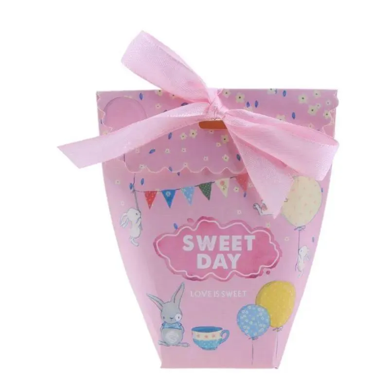 Wrap 50pcs Cake de azúcar Caja de dulces Favor del matrimonio Baby Shower Baby Shower Party Fiest Suministros 120x60x48mm
