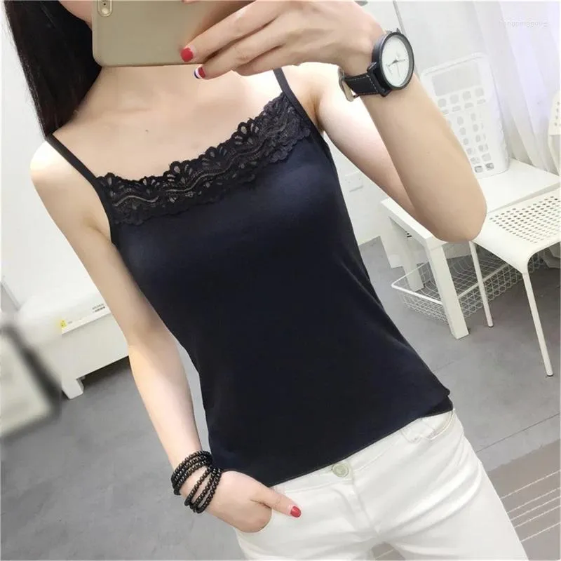 Women's Tanks Camisole For Women Fashion Spaghetti Strap Tank Tops Summer Lace Cami Crop Solid Basic Sling Sleeveless T-shirt Drop Ship