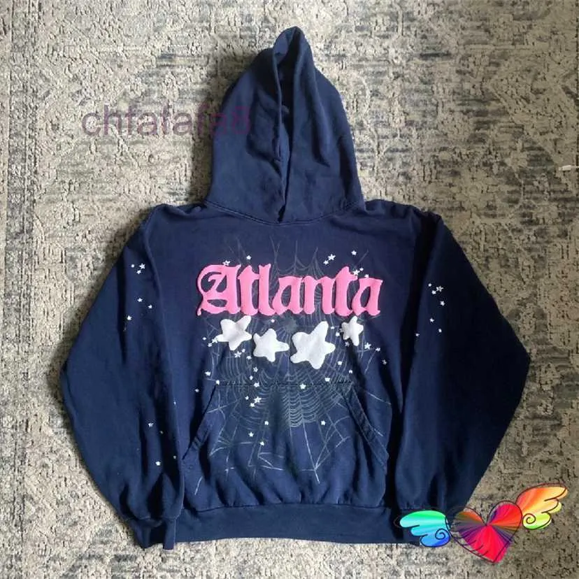 Spider Sweat à capuche pour hommes 2023 Bleu marine Sp5der Atlanta Hommes Femmes Rose Jeune Thug Hip Hop 555555 Sweat-shirt Star Pulls E6R5