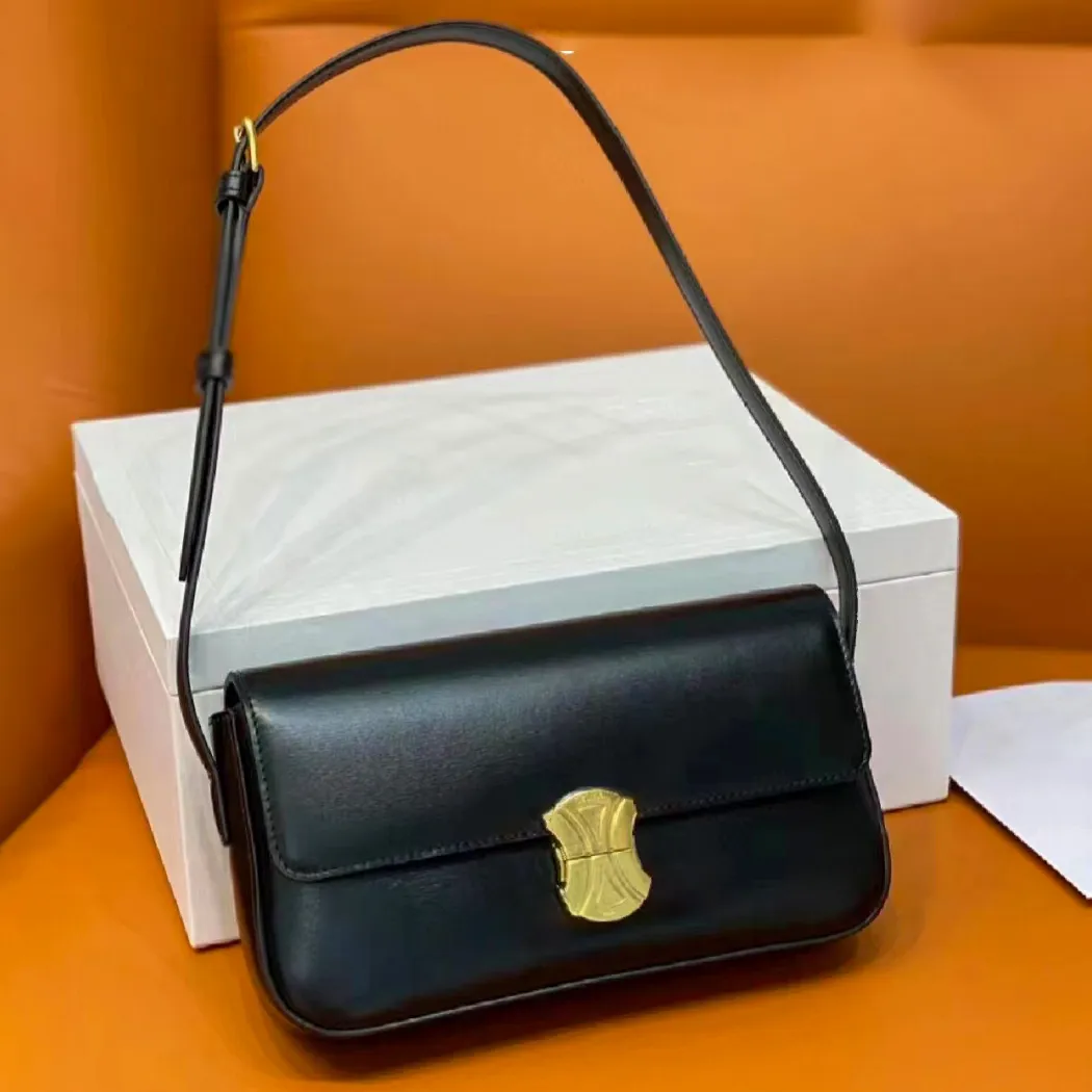 TEEN TRIOMPHE klassische Baguette-Tasche mit Klappe, echtes Leder, für Herren und Damen, Tragetasche, Clutch, Designer-Taschen, Geldbörse, luxuriöse Umhängetasche, Abendhandtasche, Kulturbeutel, Umhängetasche