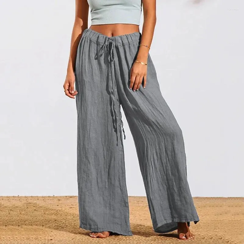 Pantaloni da donna a gamba larga Lounge tinta unita con coulisse vita elastica pantaloni larghi comodi pantaloni sportivi da pigiama casual
