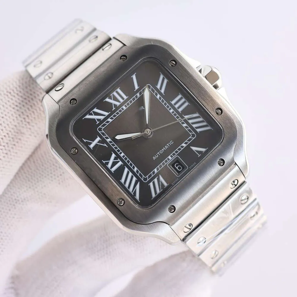 디자이너 Menwatch Santos 시계 고품질 자동 기계식 Uhren 39.8mm Quick Switch 스트랩 흰색 다이얼 값 비싼 Relgio Montre Cater Luxe와 Box TQQS