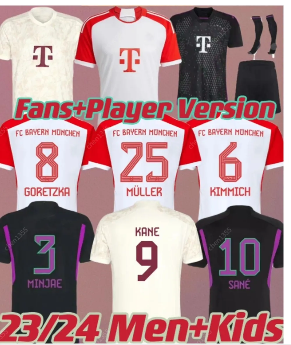 23 24 Bayern München Fußballtrikot DE LIGT SANE 2023 2024 Fußballtrikot HERNANDEZ GORETZKA GNABRY Camisa de Futebol Top Thailand Männer Kinder Kits KIMMICH Fans Spieler