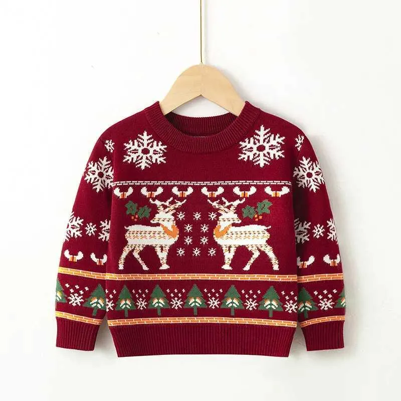 Pullover Sweat-shirts de Noël Garçons Fille Pull Tricot Pull Coton Vêtements Automne Hiver Enfants Slouchy Doux Laine Vêtements KnitwearL231215