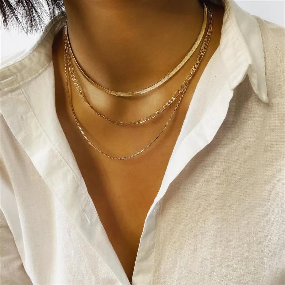 여성을위한 New Boho Gold Color Necklace Choker Arrow Chain Multi Layered Necklaces Jewelry2379