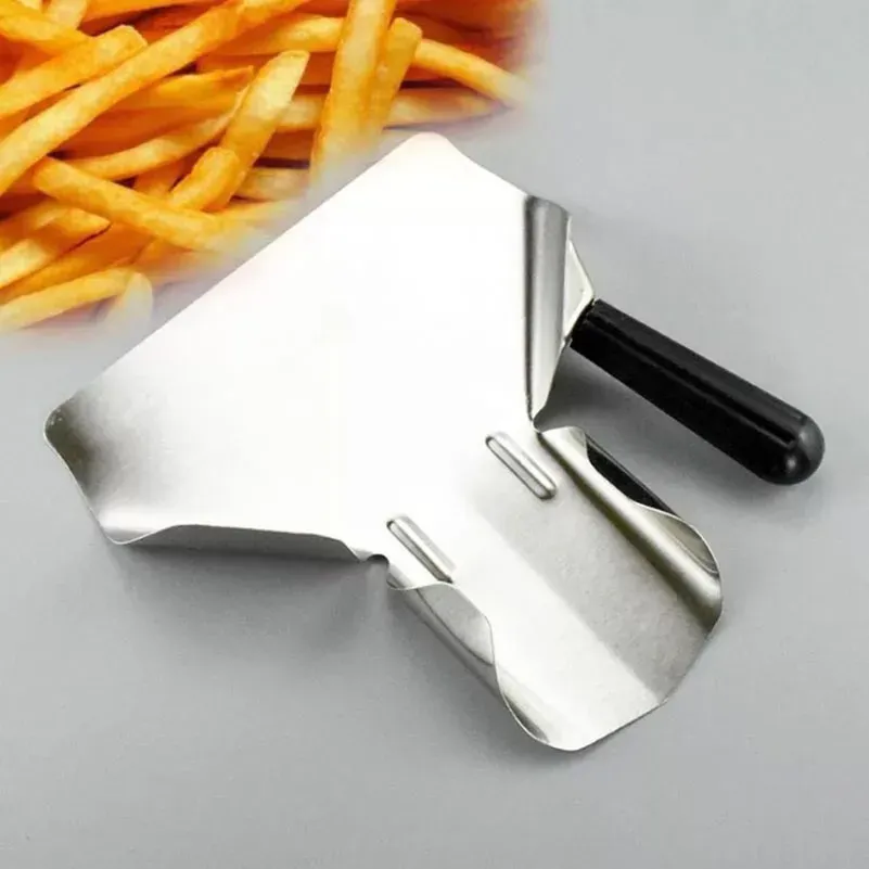 Steel Popcorn Bagger Scoop Commercial Restaurant Chip French Fries Ice Spoon Handle Spatula Kitchen Toensil BBQ Buffet Party Tools LL