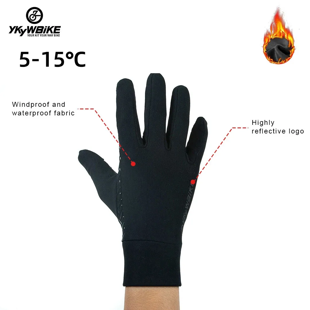 YKYWBIKE Winter Cycling Gloves Men Women Touch Screen Padded Bike Glove Water Resistant Windproof Warm AntiSlip Elastic Running 231220