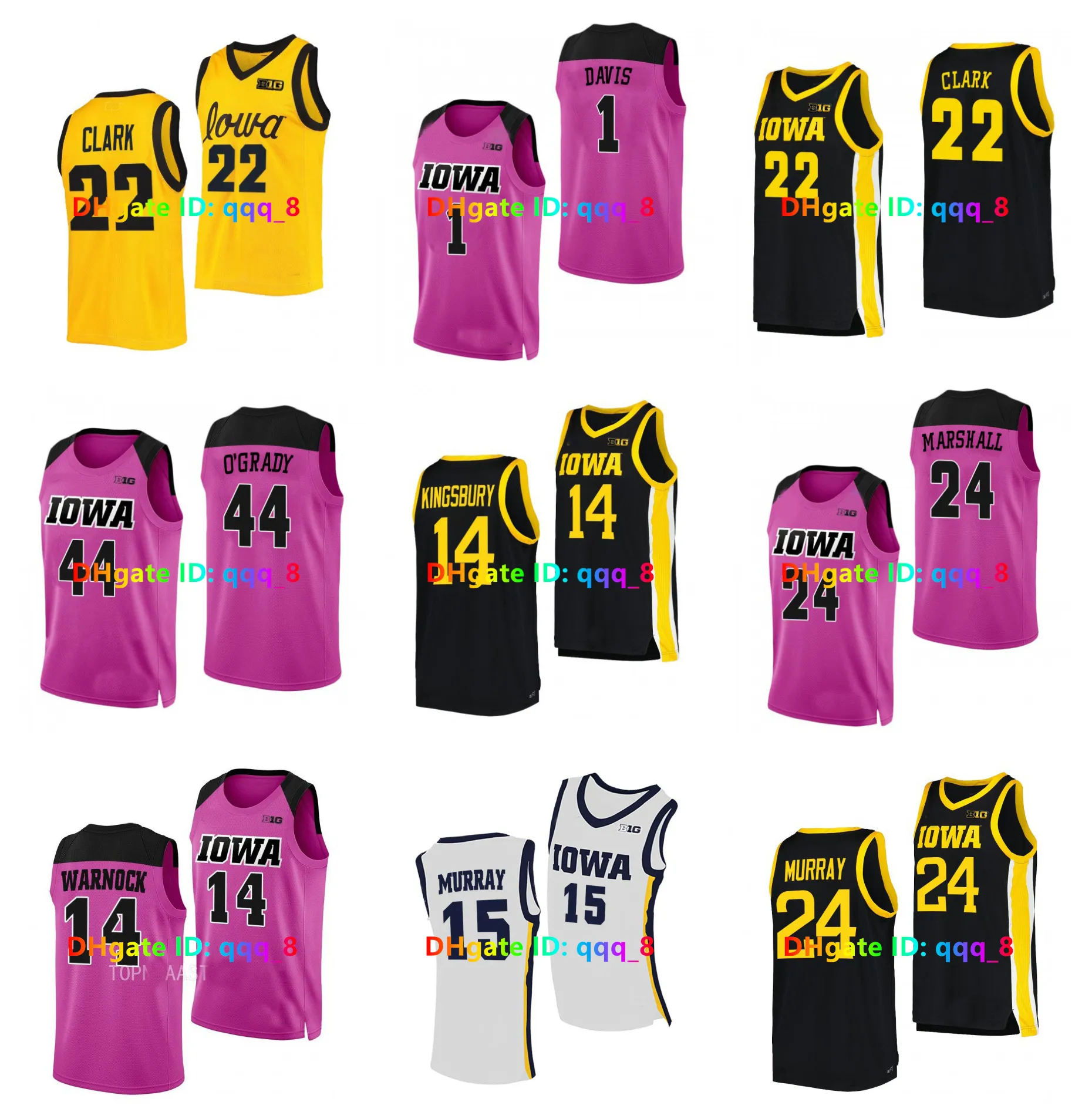 Caitlin Clark Iowa Hawkeyes NCAA Basketball Jersey McKenna Warnock Monika Czinano Addison O'Grady Gabbie Marshall Hannah Stuelke Keegan Murray Martin Rozmiar S-3xl