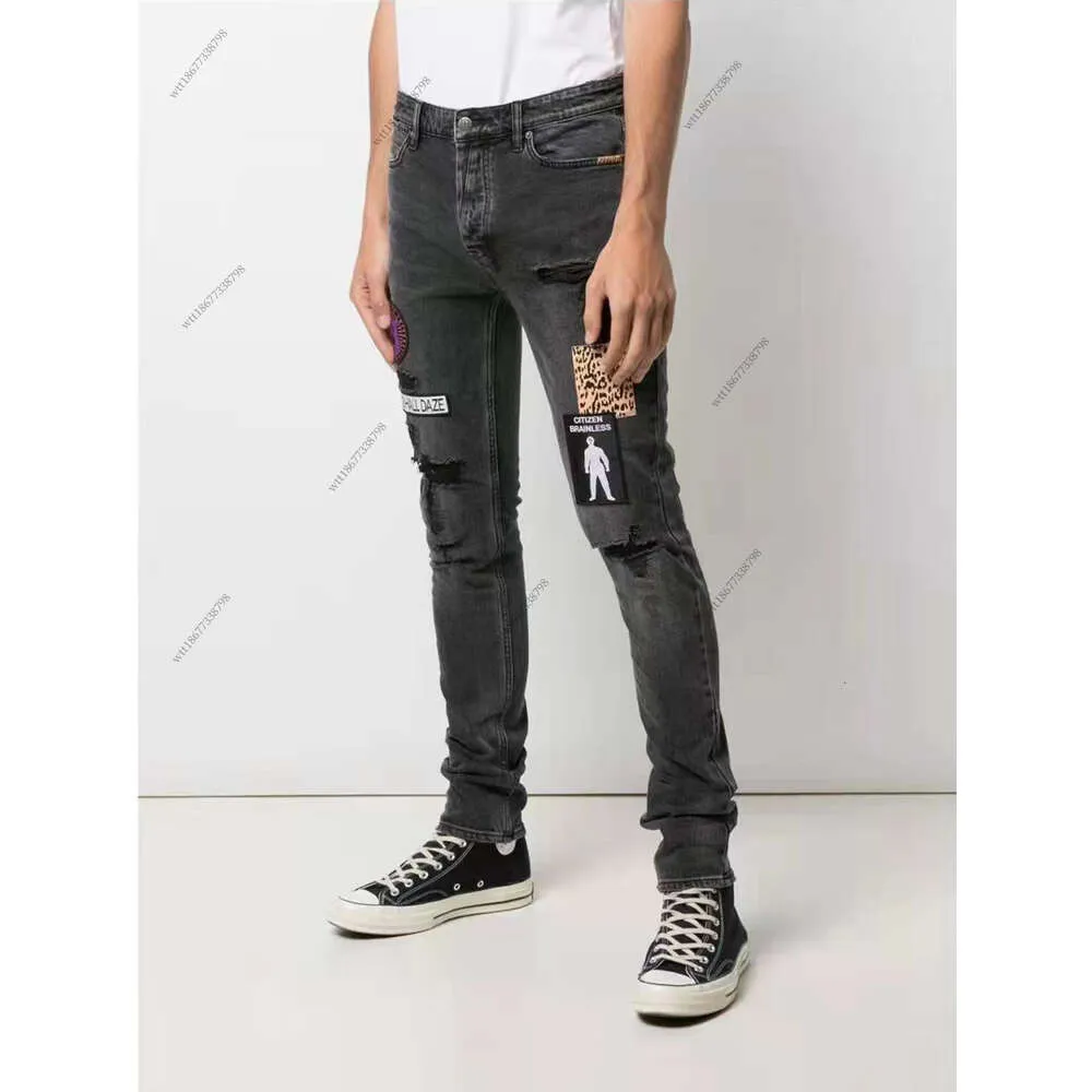 Jeans Mens Designer Trouser Legs Open Fork Tight Capris Denim Trousers Add Fleece Thicken Warm Slimming Jean Pants Brand Clothing Embroidery Printing