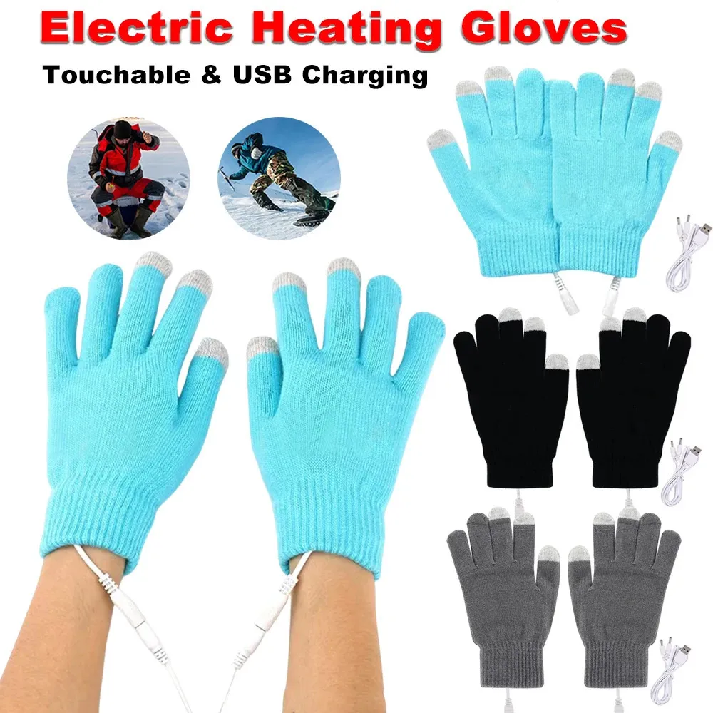 Перчатки с электрическим подогревом, женские и мужские перчатки с USB-подогревом, велосипедные перчатки, варежки с полным пальцем, термоперчатки для спорта, катания на лыжах 231220