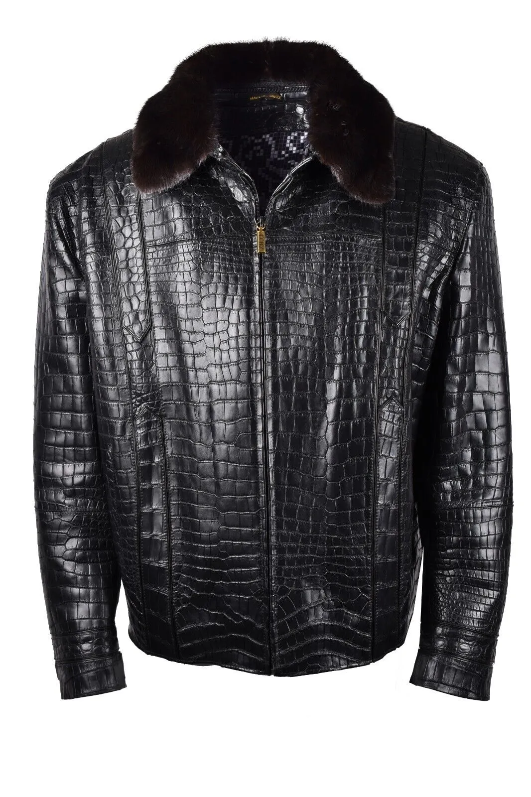 Men Leather Jacket Designer Zilli Porosus Crocodile Outerwear for Mens Winter and Autumn Man Coats Silk Lined