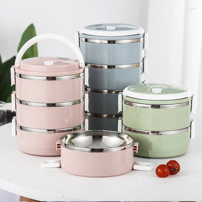 Dinnerware Multilayer Sealed Thermal Lunch Box Microwave Safe Stainless Steel Lunchbox Insulated Bento For Office School Adult Student