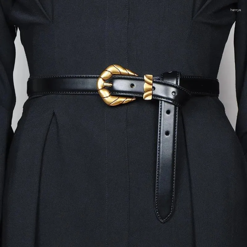 Bältes kvinnors mode vintage äkta läder korsett kvinnlig cummerbund kappa midjeband klänning dekoration brett bälte j187
