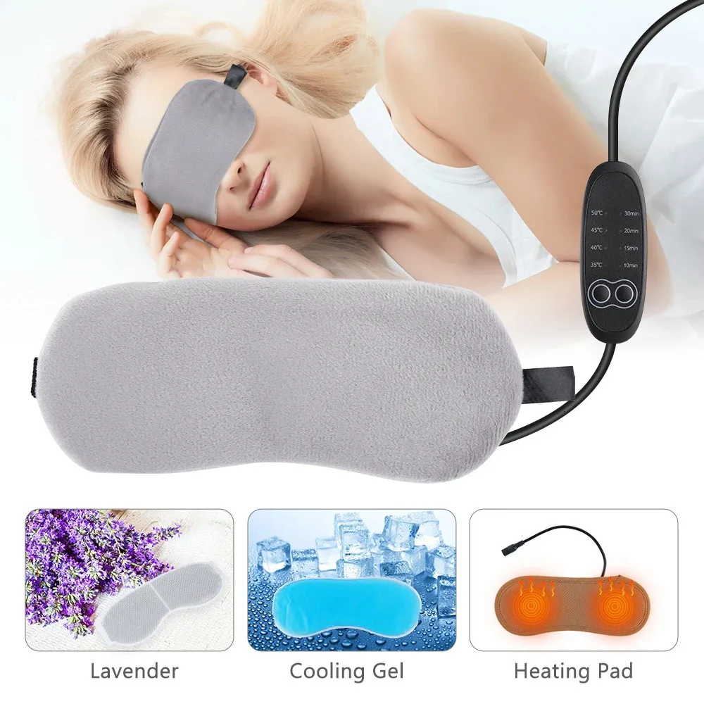 Masque pour les yeux chauffant USB pour dormir, compresse à vapeur électrique à la lavande, patchs pour les yeux, compresse froide, Spa, bandeau anti-cernes, 231220