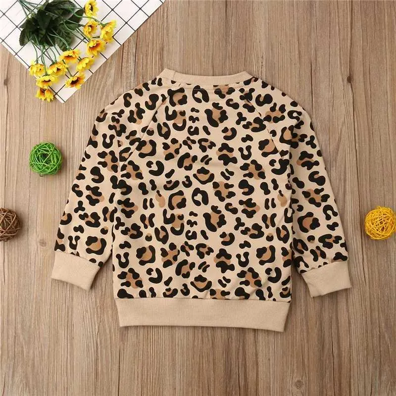 Pullover 1-7 Years Kids Baby Girls Sweatshirts Long Sleeve Leopard Print Pullover Autumn Warm Kids Boys Clothes Active Sports Girls Tops L23121511