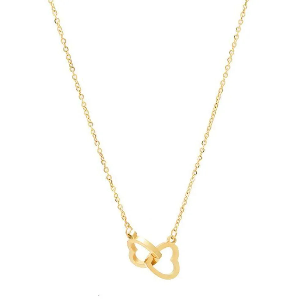 Lyxdesigner smycken Korean 18K Rose Gold Simple Double Ring Love CollarBone Chain Titanium Steel bleknar inte nettröd smycken gåva