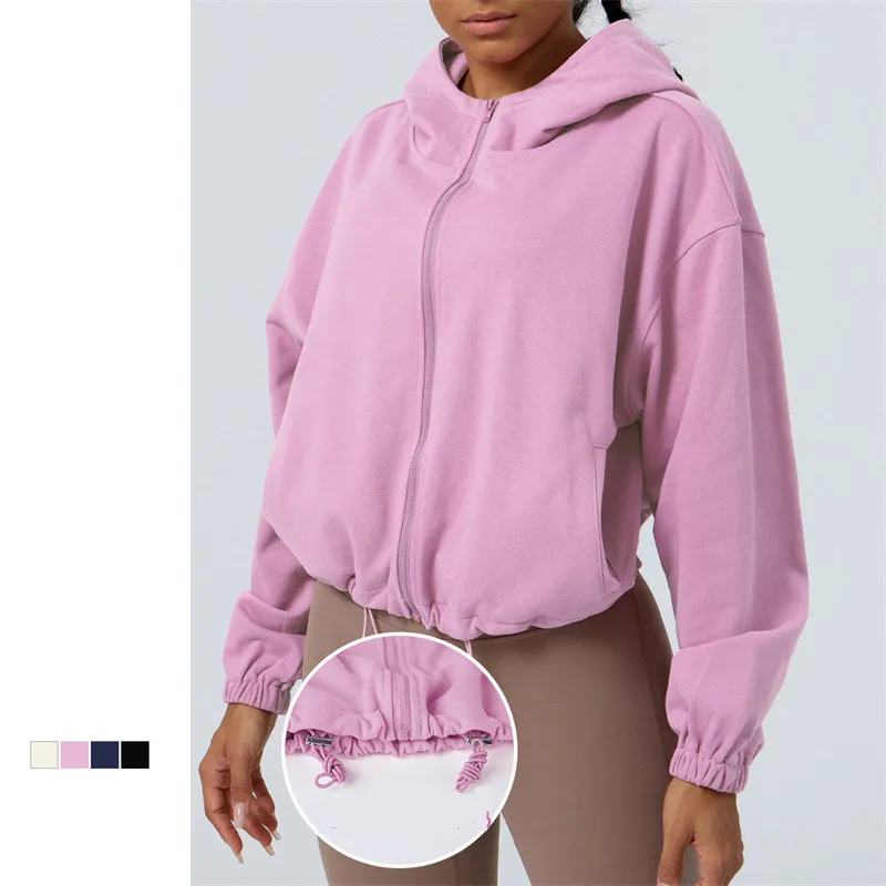 Lu Mulheres Zip Jaqueta de Lambe Lambe Autumn feminino ll Manga longa colar de colarinho de retalhos sólidos solto zíper do zíper fêmea fêmea casaca quente sm2313