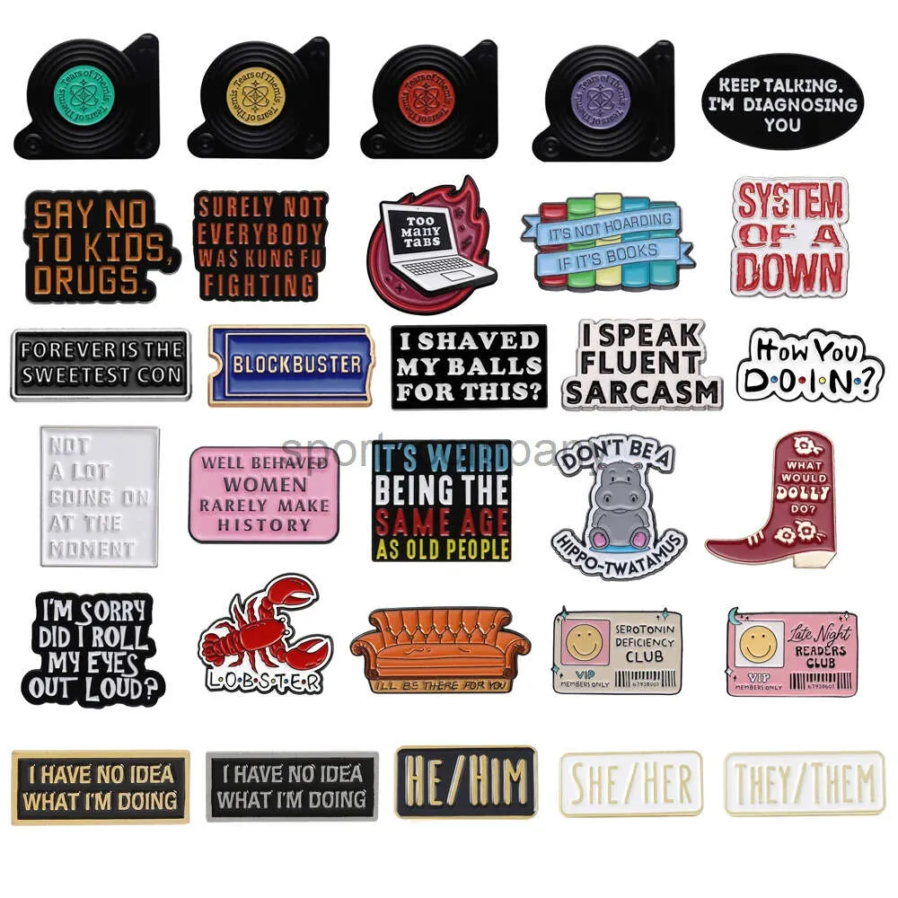 Creative Letter Brooch Record Keeping thanks to Books Computer Hippo Boots Lobster Readers Club No Idear Badge Punk Pins Jewelry