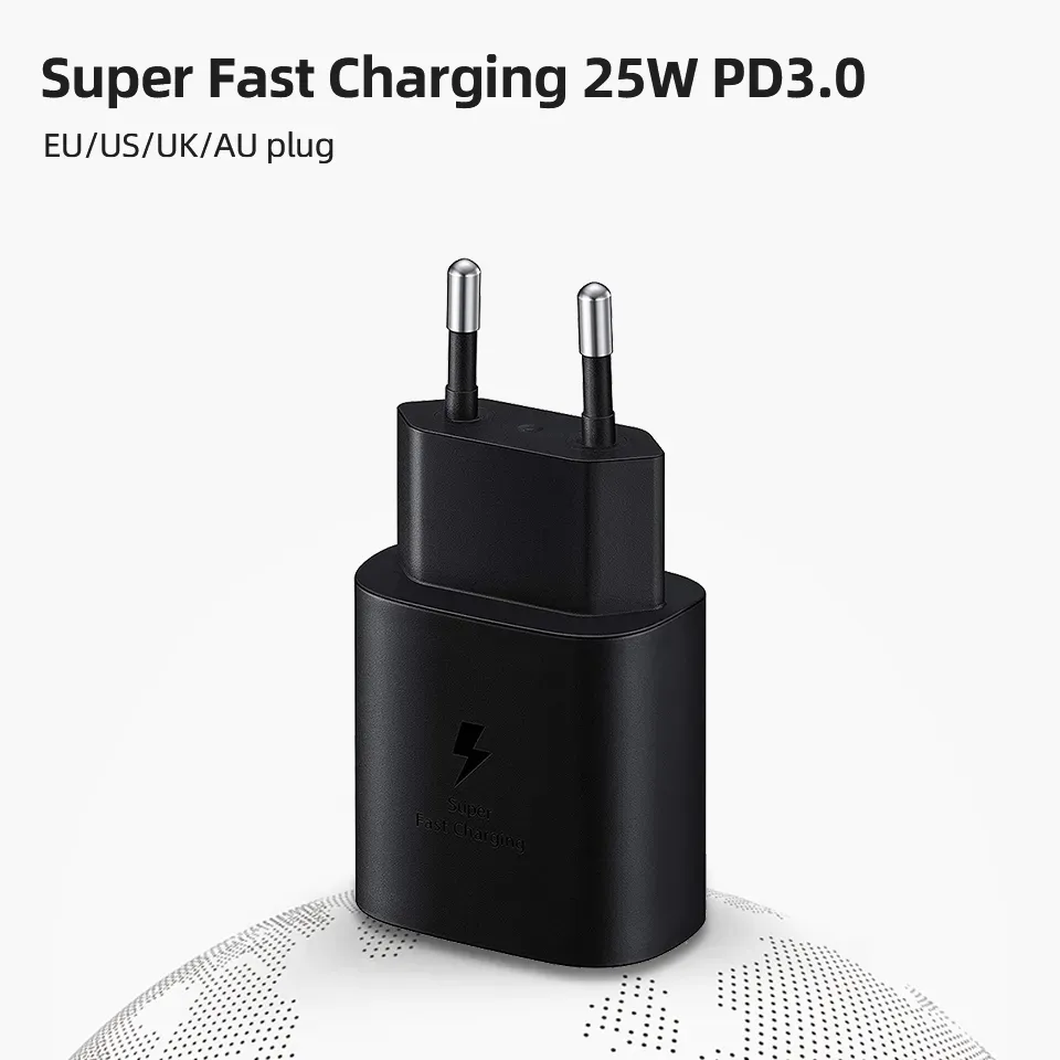  Super Fast Charge for Samsung S21 S20 5G 25w Usb Type C Pd PPS Quick Charging EU US For Galaxy Note 20 Ultra S10