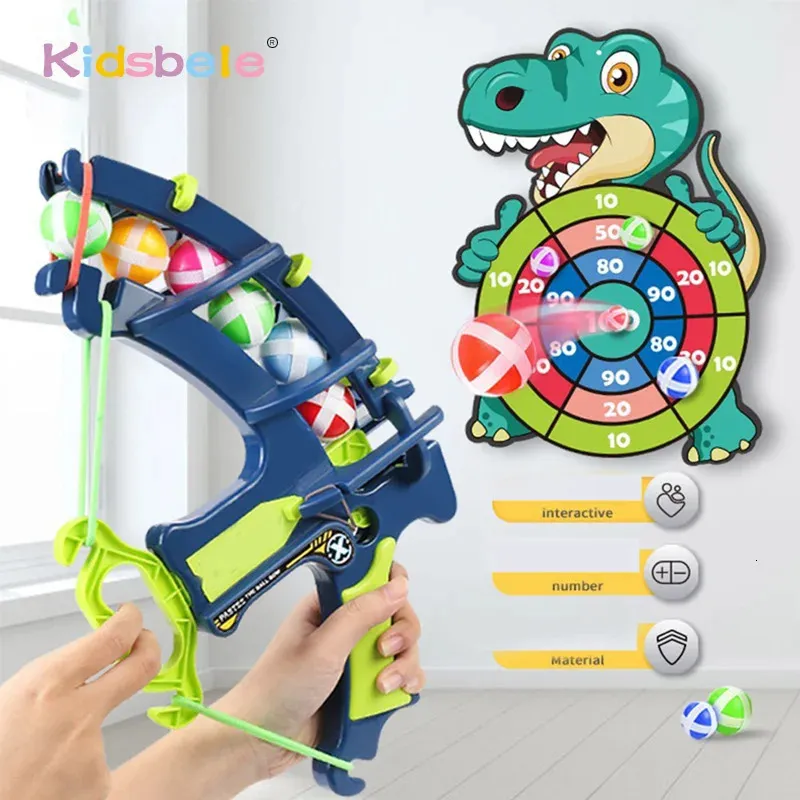 Sports Toys Dinosaurier Kleber Ball Bow Ziel Dartboard Elefant Bildungsspielzeug Kinder Schleuder Spiel Set Kinder Outdoor Spiel 231219